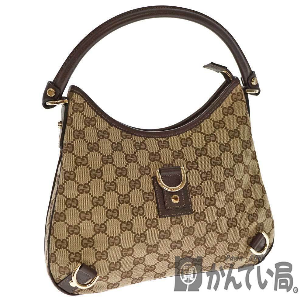 GUCCI One Shoulder Hobo Bag Abbey GG Canvas Brown Beige